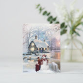 Weihnachts Winter Wonderland Snowman Karte (Stehend Vorderseite)
