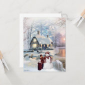 Weihnachts Winter Wonderland Snowman Karte (Vorderseite/Rückseite Beispiel)