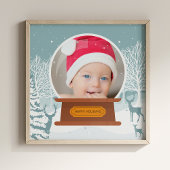 Weihnachts Winter Woodland Foto Schneeglobe Poster
