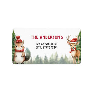 Weihnachts Winter Woodland Tiere Adressaufkleber