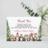 Weihnachts Winter Woodland Tiere Dankeskarte (Stehend Vorderseite)