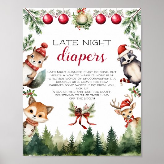 Weihnachts Winter Woodland Tiere Poster (Vorne)