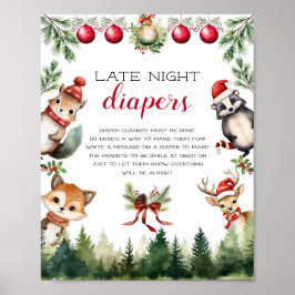 Weihnachts Winter Woodland Tiere Poster