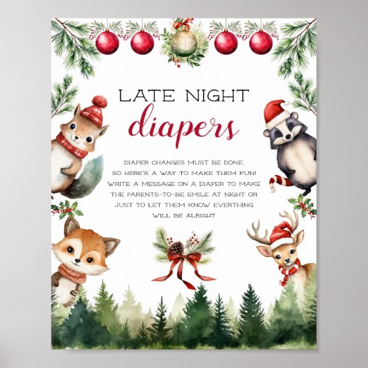 Weihnachts Winter Woodland Tiere Poster (Vorne)