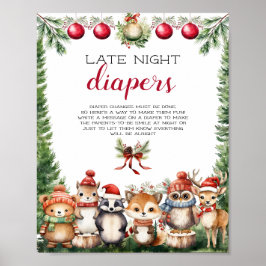 Weihnachts Winter Woodland Tiere Poster