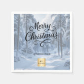 Weihnachts-Winter-Wunderland-Geschäftslogo Serviette (Vorderseite)