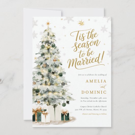 Weihnachts-Winterbaum-Hochzeit Einladung (Vorderseite)