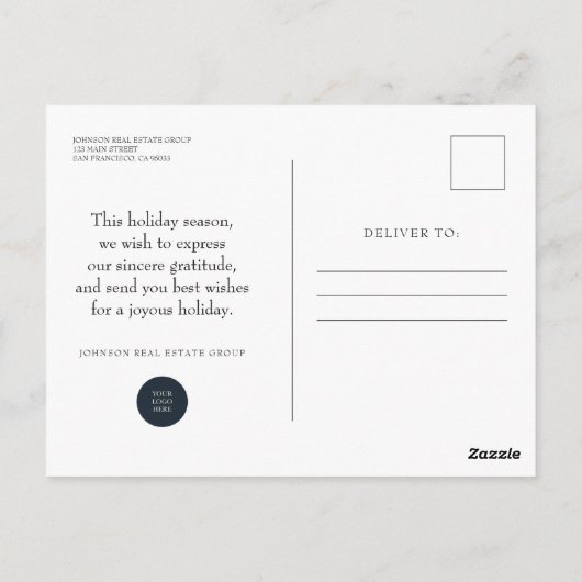 Weihnachts-Winterdorf | Die Grüße der Saison Postkarte (Rückseite)