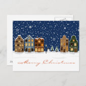 Weihnachts-Winterdorf Feiertagspostkarte (Vorne/Hinten)