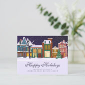 Weihnachts-Winterdorf | Happy Holidays Postkarte (Stehend Vorderseite)