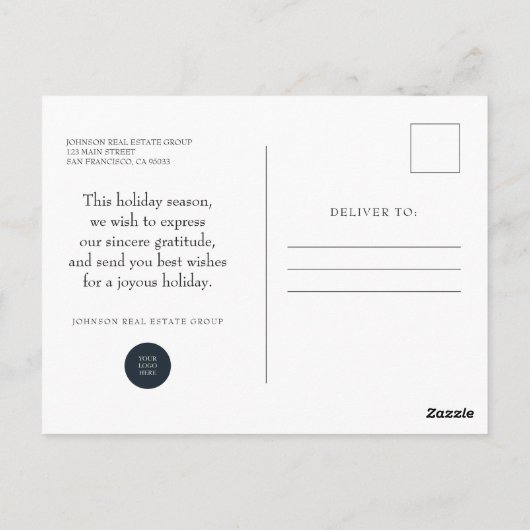 Weihnachts-Winterdorf | Happy Holidays Postkarte (Rückseite)