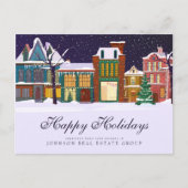 Weihnachts-Winterdorf | Happy Holidays Postkarte (Vorderseite)