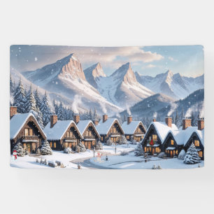 Weihnachts-Winterdorf-Hintergrund 1,2 m lang Banner