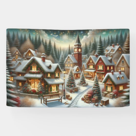 Weihnachts-Winterdorf-Hintergrund 1,2 m lang Banner (Horizontal)