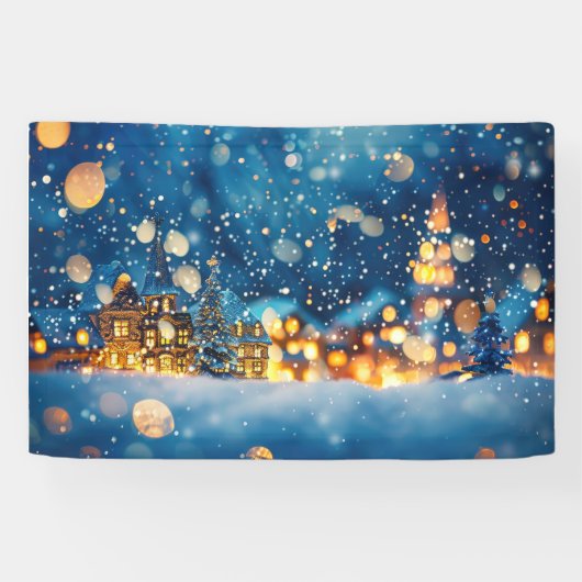 Weihnachts-Winterdorf-Hintergrund 1,2 Meter lang Banner (Horizontal)