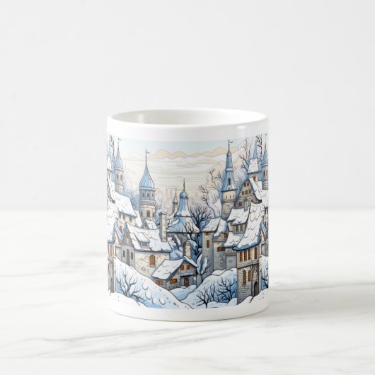 Weihnachts-Winterdorf Snowy Roof tops Blaue Tasse (Mittel)