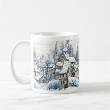 Weihnachts-Winterdorf Snowy Roof tops Blaue Tasse