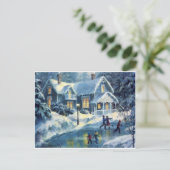 Weihnachts-Wintereis-Skaten Feiertagspostkarte (Stehend Vorderseite)