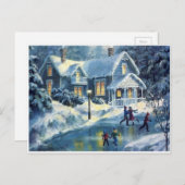 Weihnachts-Wintereis-Skaten Feiertagspostkarte (Vorne/Hinten)