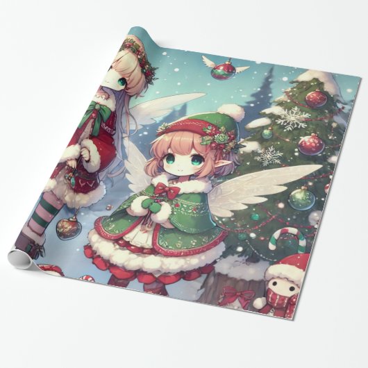 Weihnachts-Winterfeen Geschenkpapier (Ungerollt)
