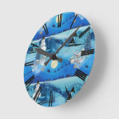 Weihnachts-Winterferien-Feier Runde Wanduhr (Winkel)