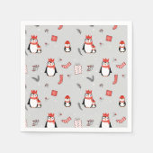 Weihnachts-Winterfest Familienpenguin Party Serviette (Vorderseite)