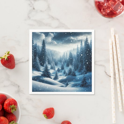 Weihnachts-Wintergebirgslandschaft Serviette (Beispiel)