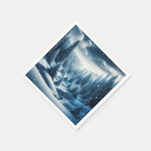 Weihnachts-Wintergebirgslandschaft Serviette (Ecke)