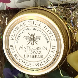 Weihnachts-Wintergrün-Bienenwachs-Lippenreparatur  Runder Aufkleber