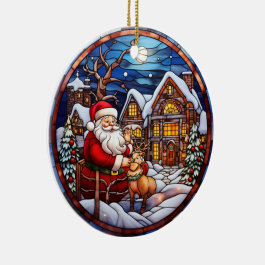 Weihnachts-Winterhaus Buntglas-Stil Keramik Ornament (Rechts)