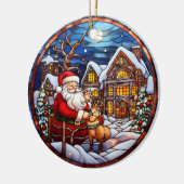 Weihnachts-Winterhaus Buntglas-Stil Keramik Ornament (Links)