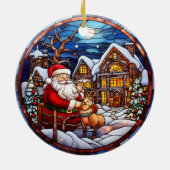 Weihnachts-Winterhaus Buntglas-Stil Keramik Ornament (Hinten)