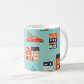 Weihnachts Winterhäuser Rote Auto Kaffeetasse (VorderseiteRechts)