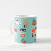 Weihnachts Winterhäuser Rote Auto Kaffeetasse (Vorderseite Links)