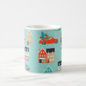 Weihnachts Winterhäuser Rote Auto Kaffeetasse (Mittel)