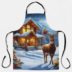 Weihnachts-/Winterhirsch Lodge Schürze