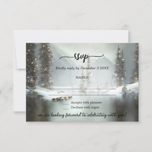 Weihnachts-Winterhochzeit RSVP-Karte Einladung (Vorderseite)