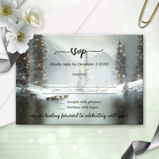 Weihnachts-Winterhochzeit RSVP-Karte Einladung