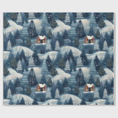 Weihnachts-Winterhütte im Wald Geschenkpapier (Flach)