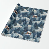 Weihnachts-Winterhütte im Wald Geschenkpapier (Ungerollt)