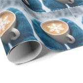 Weihnachts-Winterkaffee mit Handschuhen und Schnee Geschenkpapier (Rolleneckpunkt)