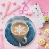 Weihnachts-Winterkaffee mit Handschuhen und Schnee Pappteller (Party)