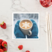 Weihnachts-Winterkaffee mit Handschuhen und Schnee Serviette (Beispiel)