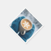 Weihnachts-Winterkaffee mit Handschuhen und Schnee Serviette (Ecke)