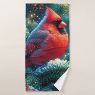 Weihnachts-/Winterkardinal Badehandtuch