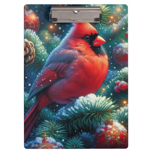 Weihnachts-/Winterkardinal Klemmbrett (Vorderseite)
