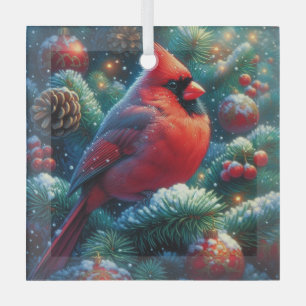Weihnachts-/Winterkardinal  Ornament Aus Glas