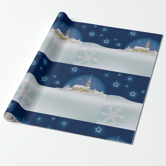 Weihnachts-Winterlandschaft Geschenkpapier (Ungerollt)