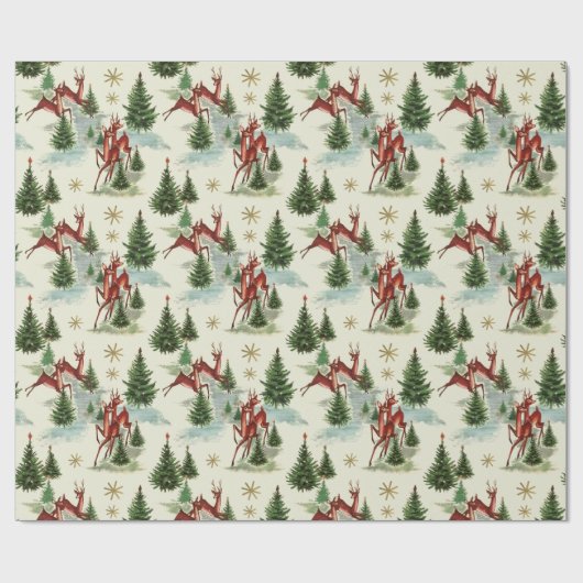 Weihnachts-Winterlandschaft Geschenkpapier (Flach)