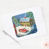 Weihnachts-Winterlandschaft Quadratischer Aufkleber (Umschlag)